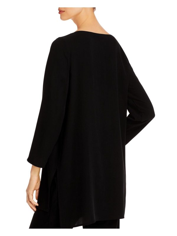 EILEEN FISHER Womens Black 3 4 Sleeve Jewel Neck Tunic Top Online now