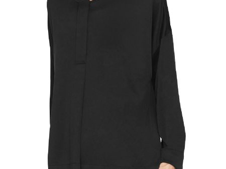 B NEW YORK Womens Black Stretch Long Sleeve Round Neck Top Online now