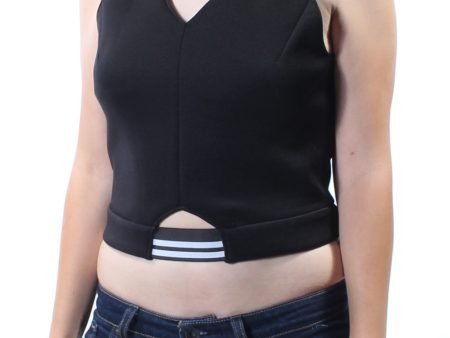 KIIND OF Womens Black Sleeveless V Neck Crop Top Cheap