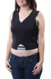 KIIND OF Womens Black Sleeveless V Neck Crop Top Cheap