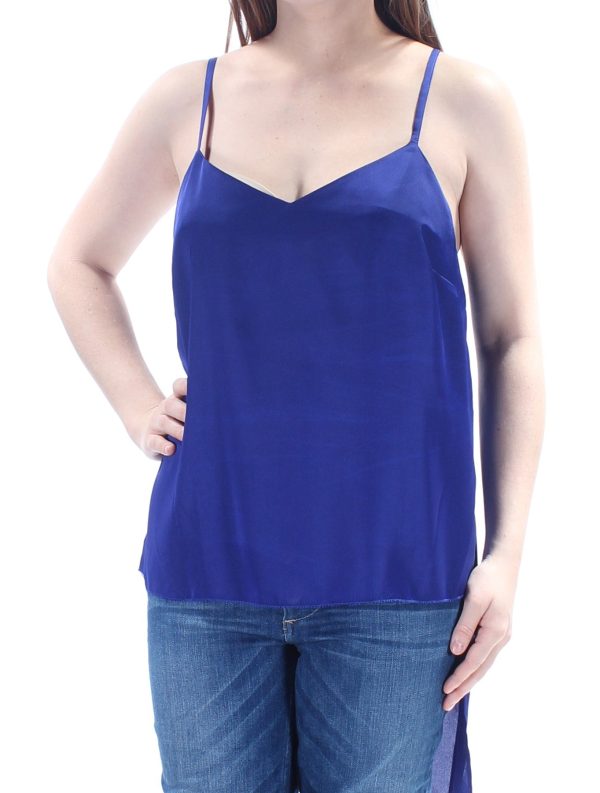 KENSIE Womens Blue Spaghetti Strap V Neck Intimates Hi-Lo Top Online Sale